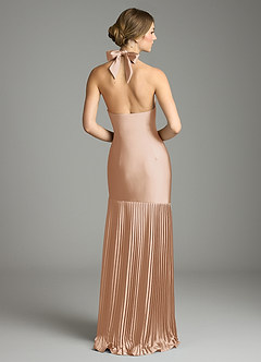 Azazie Nayeli Jurken voor bruidsmeisjes Jurk van Stretch Satijn met A-Lijn Geplooid Engelse Roos image2