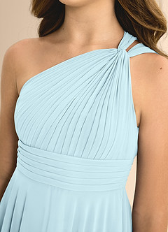Azazie Charlize Junior Cloud Blue A-Line Pleated Chiffon Dress image6