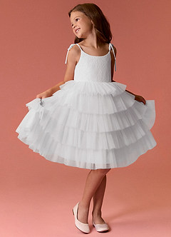 Barbie ♥ Azazie Flower Girl Dresses Diamond White Dress image2