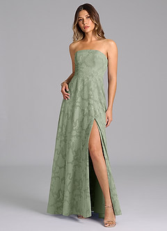 Azazie Wren Bridesmaid Dresses Agave A-Line Strapless Floral Burnout Dress image3