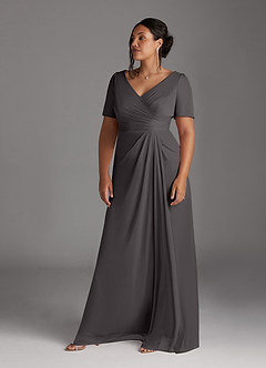 Azazie Bessie Mother of the Bride Dresses Steel Grey A-Line Pleated Mesh Dress image9