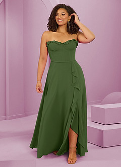 Barbie ♥ Azazie Bridesmaid Dresses Olive A-Line Sweetheart Neckline Chiffon Dress image8