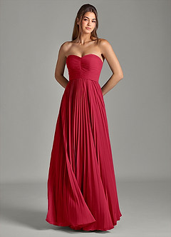 Azazie Chiana Brudtärnklänningar Klä av A-Linje i Chiffong Axelbandslös Scharlakansrött image2