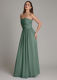 Azazie Andreina Bridesmaid Dresses Sea Moss A-Line Pleated Chiffon Dress image4