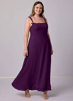Barbie ♥ Azazie Bridesmaid Dresses Grape A-Line Pleated Chiffon Dress image10