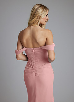Azazie Luiza Abiti da Damigella Abito Sirena in Chiffon a Spalla Scoperta Rosa Polverosa image3