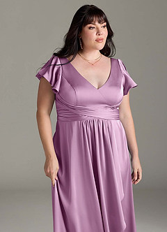 Azazie Omari Bridesmaid Dresses Wisteria A-Line Stretch Satin Dress image13