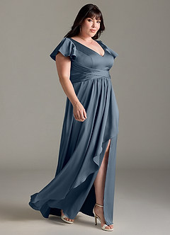 Azazie Omari Brautjungfernkleider A-Linie Stretch-Satin Kleid Zwielichtviolett image10