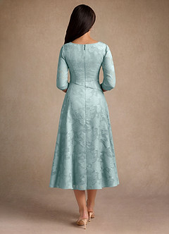 Azazie Durant Kleider für die Brautmutter A-Linie Plissee Blumen-Burnout Kleid Nebel image3