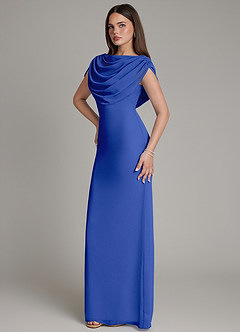 Azazie Hadley Bridesmaid Dresses Royal Blue Mermaid Pleated Chiffon Dress image9