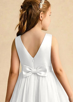 Azazie Sophia Flower Girl Dresses White A-Line Bow Tulle Dress image5