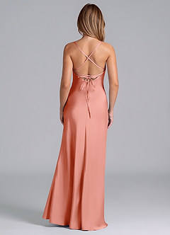 Azazie Seema Bridesmaid Dresses Coral Mermaid Corset Stretch Satin Dress image7