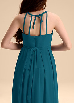 Azazie Arianthe Junior Abito A-Line in Chiffon Plissettato Blu Inchiostro image8