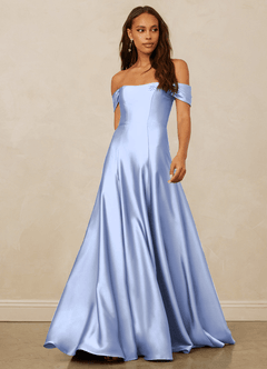 Christian Siriano Bridal for Azazie 1002 Bridesmaid Dresses Ice A-Line Off the Shoulder Stretch Satin Convertible Dress image1
