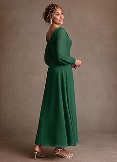 Azazie Paterson Mother of the Bride Dresses Dark Green A-Line Pleated Chiffon Dress image4