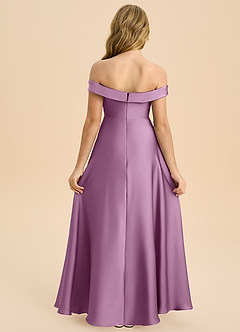 Azazie Sissy Junior Robe Trapèze en Satin extensible Épaule décolletée Glycine image2