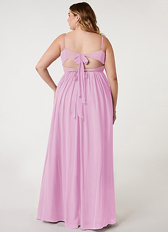 Azazie Zeya Bridesmaid Dresses Candy Pink A-Line V-Neck Pleated Chiffon Dress image7