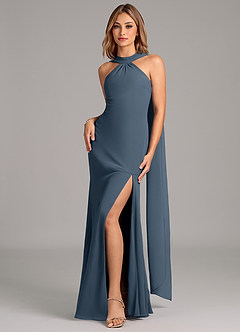 Azazie Kinsley Bridesmaid Dresses Neptune Mermaid Pleated Chiffon Dress image4