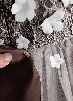 Azazie Celia Flower Girl Dresses Ganache A-Line Lace Tulle Dress image8