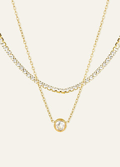 front Collier pendentif tennis à plusieurs rangs
