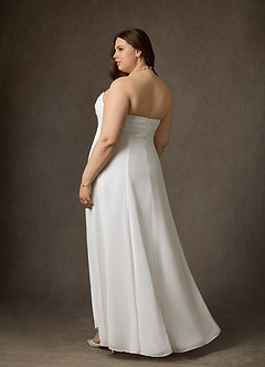 Azazie Camryn Wedding Dresses Diamond White A-Line Strapless Chiffon Dress image11
