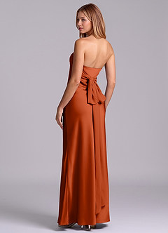 Azazie Ailanie Brudtärnklänningar Klä av Tubklänning i Stretch Satin Axelbandslös Paprika image2