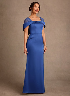 Azazie Henrieta Suknie dla Matki Panny Młodej Osłona Koronka Satyna elastyczna Długość podłogi Sukienka image3