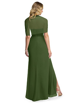Azazie Zia Brautjungfernkleider Wandelbar Etui Seitliche Cut-Outs Chiffon Kleid Olivgrün image4