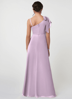 Azazie Aidy Junior Amethyst A-Line Bow Chiffon Dress image2