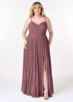 Azazie Vini At-home Try On Dresses Matcha A-Line V-Neck Pleated Chiffon Dress image7