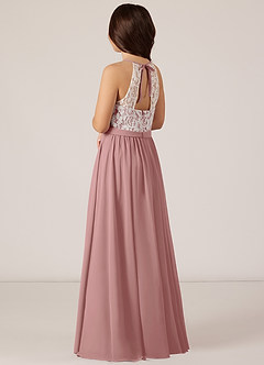 Azazie Fahari Junior Vestido de Rosa Polvorienta de Gasa de Corte En A con Encaje image4