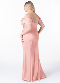 Azazie Amyra Bridesmaid Dresses Powder Pink Mermaid Off the Shoulder Stretch Satin Convertible Dress image12