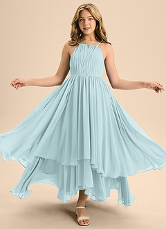 Azazie Elliora Junior Mist A-Line Pleated Chiffon Dress image5