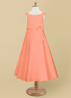 Azazie Lindy Flower Girl Dresses Sunset A-Line Pleated Matte Satin Dress image10