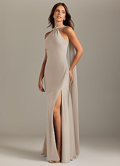 Azazie Kinsley Bridesmaid Dresses Frost Mermaid Side Slit Stretch Satin Dress image3