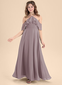 Azazie Tessabelle Junior Jurk van Chiffon met A-Lijn Off the Shoulder Schemering image6
