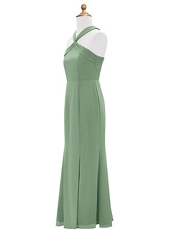 Azazie Rue Junior Robe Sirène en Mousseline de soie Fente Latérale Matcha image8