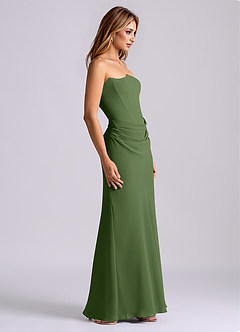Azazie Debby Bridesmaid Dresses Olive Mermaid Strapless Chiffon Dress image5