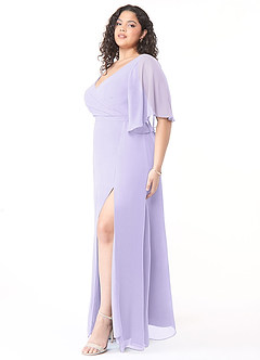 Azazie Cierra Bridesmaid Dresses Lilac A-Line V-Neck Chiffon Dress image11