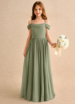 Azazie Shia Girls Formal Flower Girl Dresses Pistachio A-Line Off the Shoulder Chiffon Dress image4