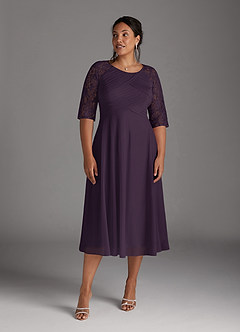 Azazie Gracelyn Mother of the Bride Dresses Plum A-Line Lace Dress image10
