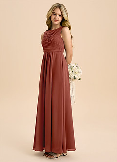 Azazie Skyla Junior Linia A Pofałdowany Szyfon Długość podłogi Młodsza druhna Sukienka image1