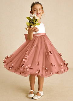 Azazie Sprout Flower Girl Klänningar Klänning A-Linje i Tyll Rosett image2