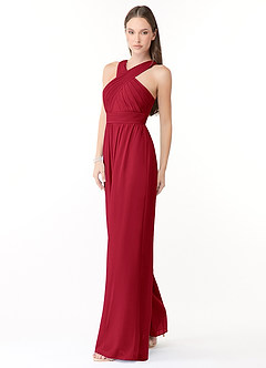 Azazie Berdie Bridesmaid Dresses Scarlet Halter Chiffon Jumpsuit image3