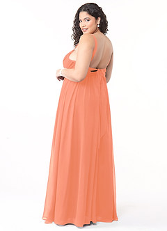 Azazie Aziza Vestidos de damas de honor Vestido de Atardecer de Gasa de Corte en A con Cuello en V Plisado image10