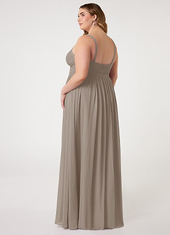 Azazie Chanel Bridesmaid Dresses Taupe A-Line Pleated Chiffon Dress image9