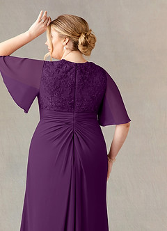 Azazie Carson Mother of the Bride Dresses Grape A-Line V-Neck Lace Chiffon Dress image11