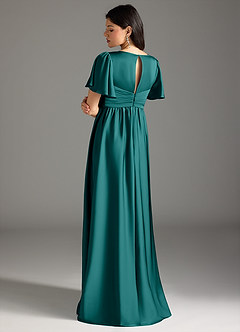 Azazie Verna Robes de demoiselle d'honneur de maternité Robe Trapèze Rayé Longueur ras du sol Satin extensible image2