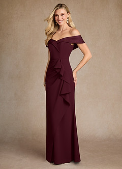 Azazie Laredo Mother of the Bride Dresses Cabernet Mermaid Off the Shoulder Stretch Crepe Dress image5