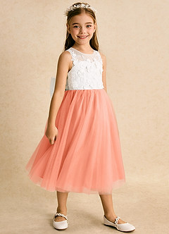Azazie Lina Flower Girl Dresses Ivory Sunset Ball-Gown Lace Dress image3